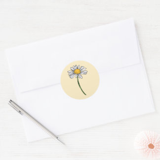 Minimalist Daisy Wedding Classic Round Sticker