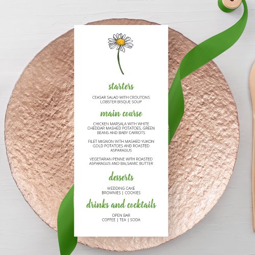  Minimalist Daisy Wedding Menu