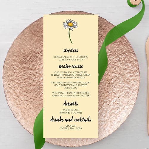  Minimalist Daisy Wedding Menu