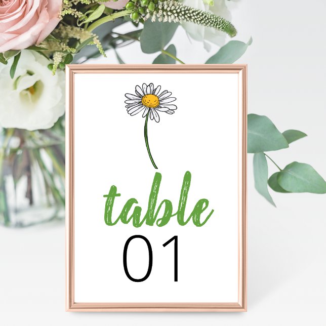 Minimalist Daisy Wedding Table Number (Creator Uploaded)