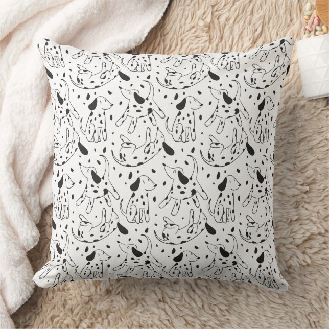 Minimalist Dalmatian Dog Pattern Throw Pillow (Blanket)