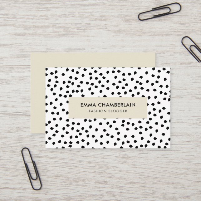 Minimalist Dalmatian Print Modern Custom Business Card (Front/Back In Situ)