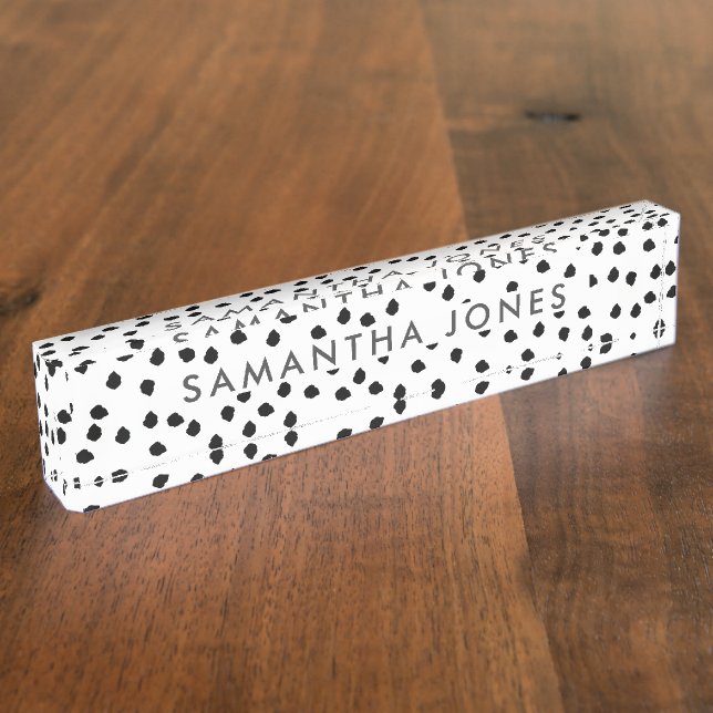 Minimalist Dalmatian Simple Modern Cute Custom Desk Name Plate (Side)