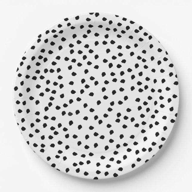 Minimalist Dalmatian Spots Modern Cute Dalmatian Paper Plates (Front)