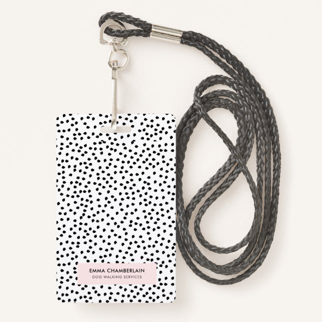 Minimalist Dalmatian Spots Simple Modern Cute Badge (Front with Lanyard)