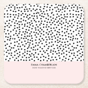 Minimalist Dalmatian Spots Simple Modern Cute Square Paper Coaster