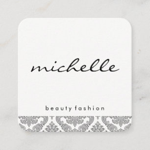 Minimalist Damask Accent Cursive Text Square Business Card