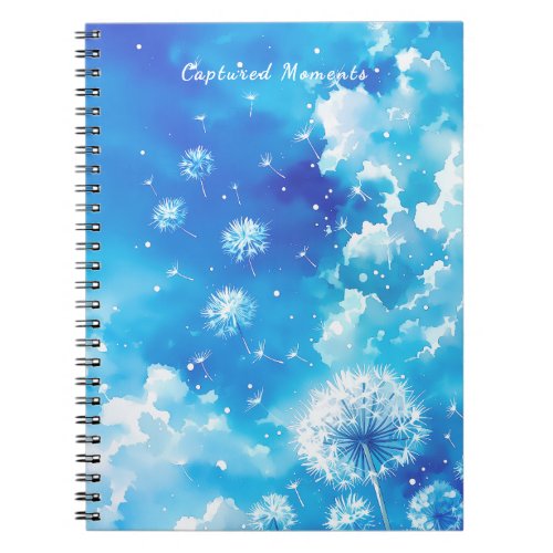 Minimalist Dandelion Blowing in Blue Sky Favor Notebook