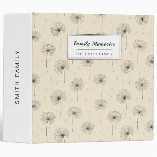 Minimalist Dandelion Seed Pattern Beige (1) 3 Ring Binder