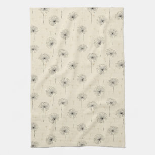 Minimalist Dandelion Seed Pattern Beige (1) Kitchen Towel