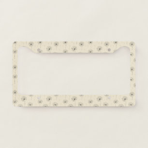 Minimalist Dandelion Seed Pattern Beige (1) License Plate Frame