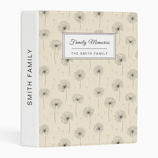 Minimalist Dandelion Seed Pattern Beige (1) Mini Binder (Front/Spine)