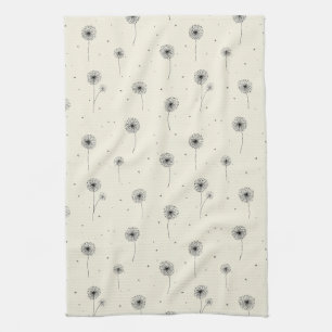 Minimalist Dandelion Seed Pattern Beige (2) Kitchen Towel