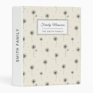 Minimalist Dandelion Seed Pattern Beige (2) Mini Binder