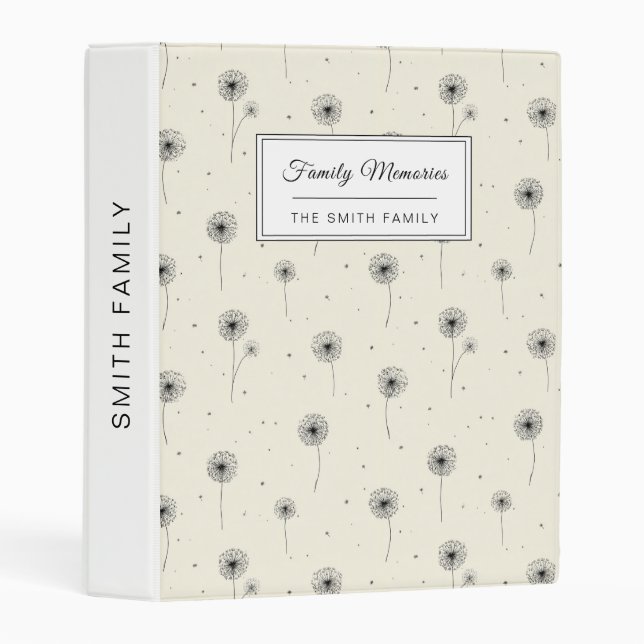 Minimalist Dandelion Seed Pattern Beige (2) Mini Binder (Front/Spine)