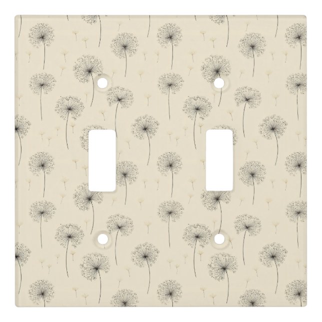 Minimalist Dandelion Seed Pattern Beige Light Switch Cover (Front)