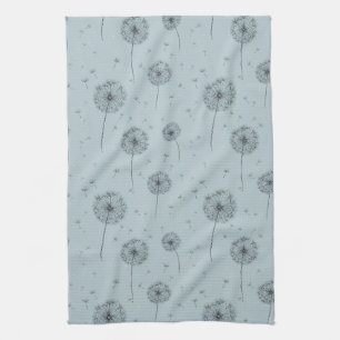 Minimalist Dandelion Seed Pattern Blue (1) Kitchen Towel