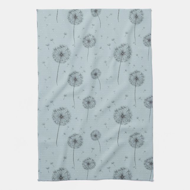 Minimalist Dandelion Seed Pattern Blue (1) Kitchen Towel (Vertical)