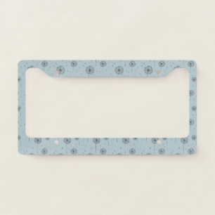 Minimalist Dandelion Seed Pattern Blue (1) License Plate Frame