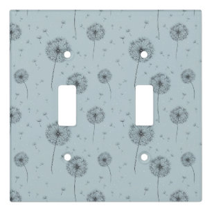 Minimalist Dandelion Seed Pattern Blue (1) Light Switch Cover