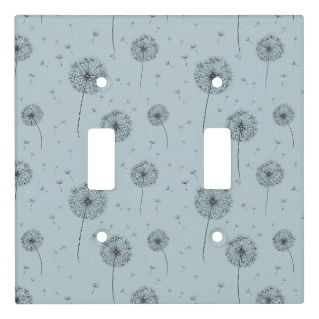 Minimalist Dandelion Seed Pattern Blue (1) Light Switch Cover (Front)
