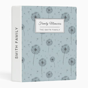 Minimalist Dandelion Seed Pattern Blue (1) Mini Binder