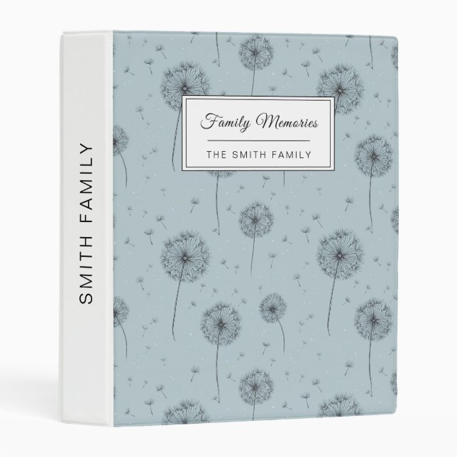 Minimalist Dandelion Seed Pattern Blue (1) Mini Binder (Front/Spine)