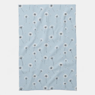 Minimalist Dandelion Seed Pattern Blue (2) Kitchen Towel