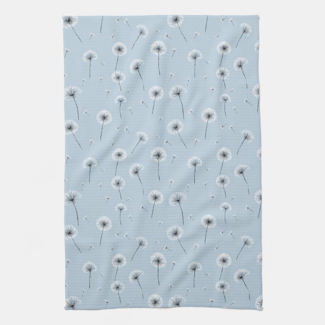 Minimalist Dandelion Seed Pattern Blue (2) Kitchen Towel (Vertical)