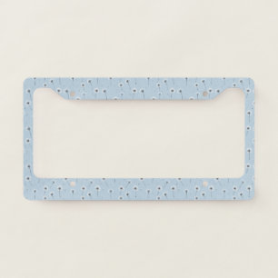 Minimalist Dandelion Seed Pattern Blue (2) License Plate Frame