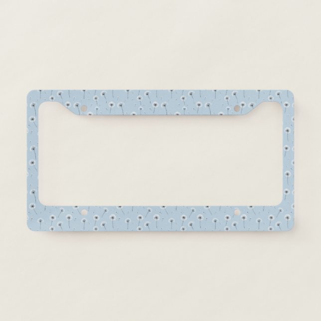 Minimalist Dandelion Seed Pattern Blue (2) License Plate Frame (Front)