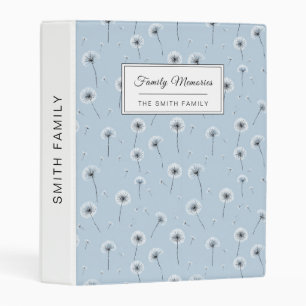 Minimalist Dandelion Seed Pattern Blue (2) Mini Binder