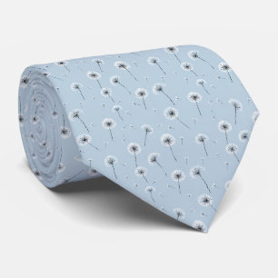 Minimalist Dandelion Seed Pattern Blue (2) Neck Tie