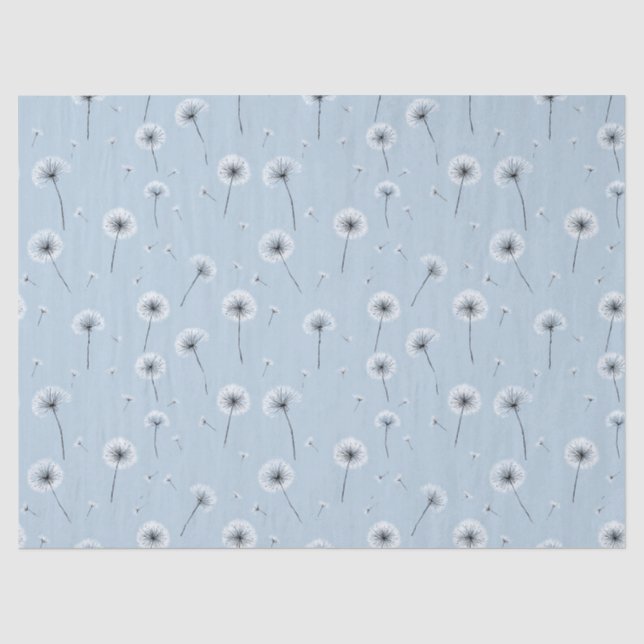 Minimalist Dandelion Seed Pattern Blue (2) Tissue Paper (Front)