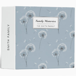 Minimalist Dandelion Seed Pattern Blue (3) 3 Ring Binder