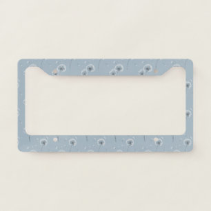 Minimalist Dandelion Seed Pattern Blue (3) License Plate Frame