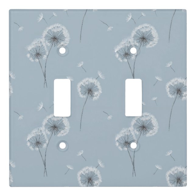 Minimalist Dandelion Seed Pattern Blue (3) Light Switch Cover (Front)
