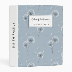 Minimalist Dandelion Seed Pattern Blue (3) Mini Binder