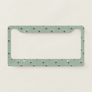 Minimalist Dandelion Seed Pattern Green License Plate Frame