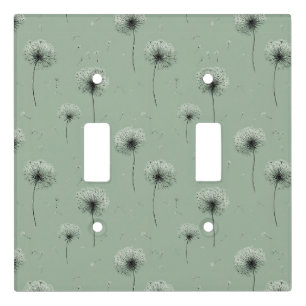 Minimalist Dandelion Seed Pattern Green Light Switch Cover