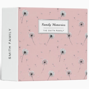 Minimalist Dandelion Seed Pattern Pink (1) 3 Ring Binder
