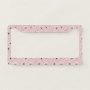 Minimalist Dandelion Seed Pattern Pink (1) License Plate Frame
