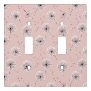 Minimalist Dandelion Seed Pattern Pink (1) Light Switch Cover