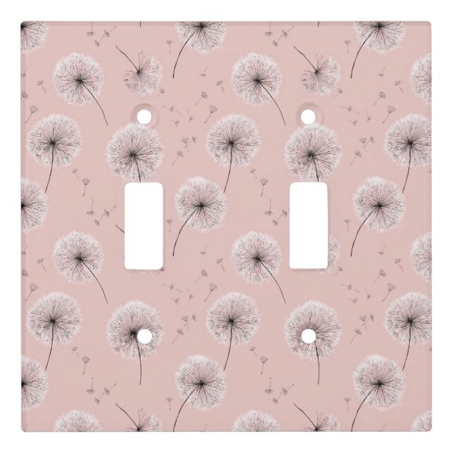 Minimalist Dandelion Seed Pattern Pink (1) Light Switch Cover (Front)