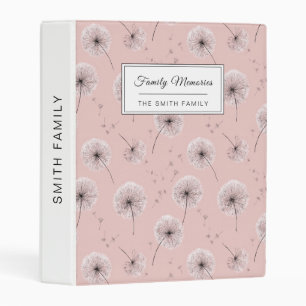Minimalist Dandelion Seed Pattern Pink (1) Mini Binder