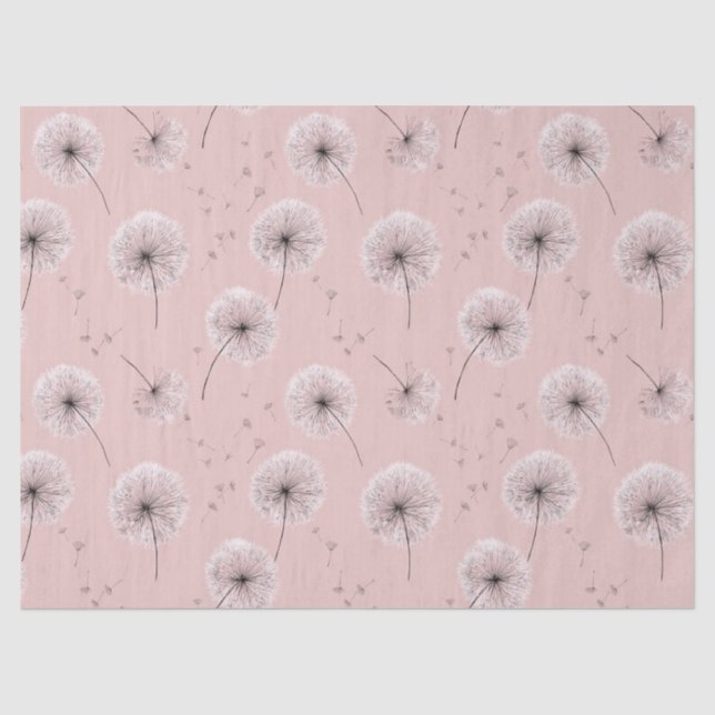 Minimalist Dandelion Seed Pattern Pink (1) Tissue Paper (Front)