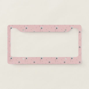 Minimalist Dandelion Seed Pattern Pink (2) License Plate Frame