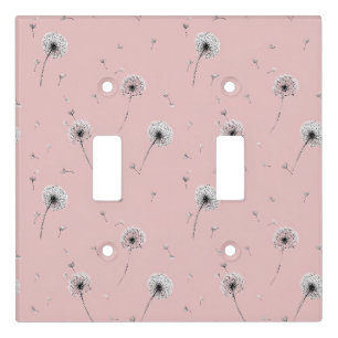 Minimalist Dandelion Seed Pattern Pink (2) Light Switch Cover