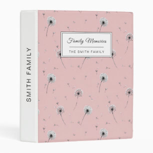 Minimalist Dandelion Seed Pattern Pink (2) Mini Binder
