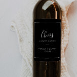 Minimalist | Dark Black Cheers Wedding Wine Labels<br><div class="desc">These minimalist dark black cheers wedding wine labels are perfect for a simple wedding reception. The modern romantic design features classic black and white typography paired with a rustic yet elegant calligraphy with vintage hand lettered style. Customizable in any color. Keep the design simple and elegant, as is, or personalize...</div>